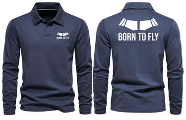 BOEING BORN TO FLY LONG SLEEVE POLO